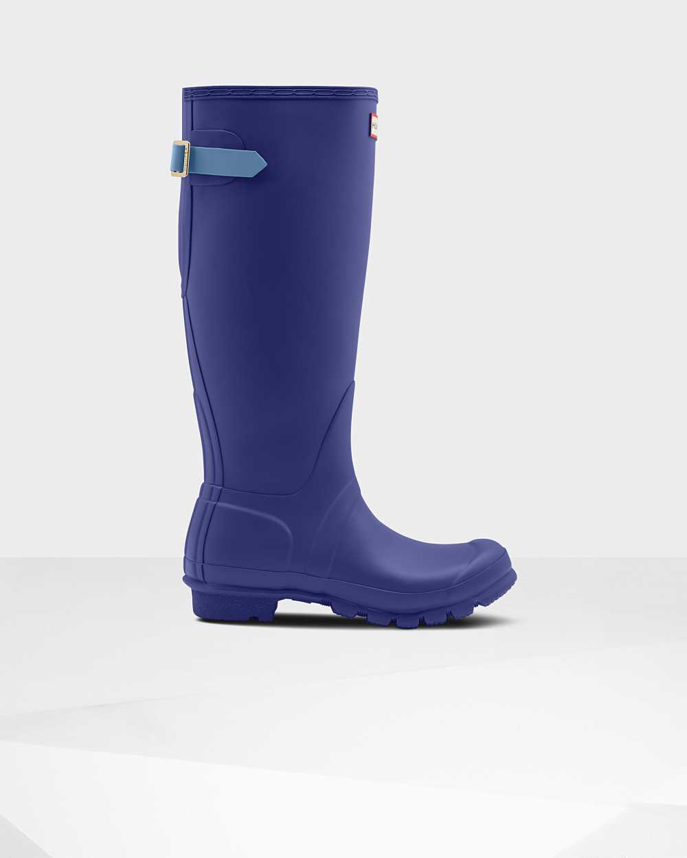 Hunter Original Tall Back Adjustable Women's Rain Boots NZ-95419S Blue